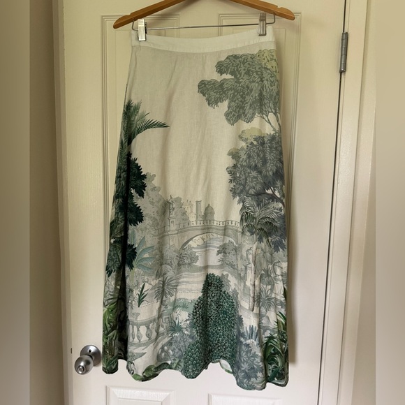 Rachel Zoe Green and Gray Scenic A-Line Skirt - Picture 2 of 8